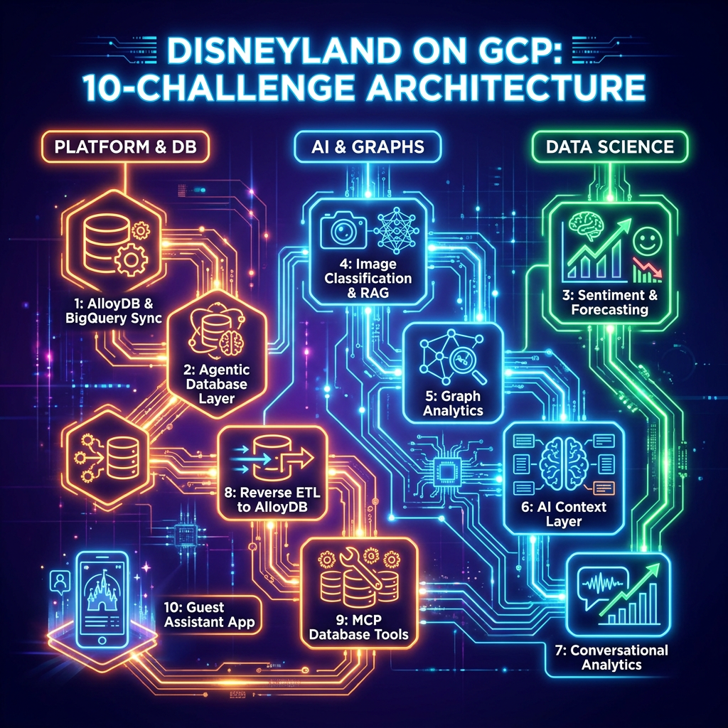 Disneyland Agentic Data Cloud 10-Challenge Architecture